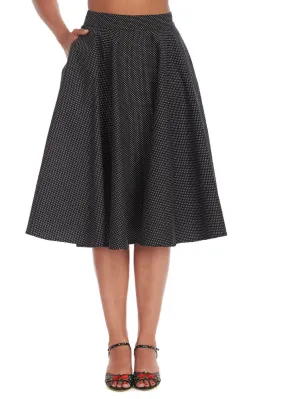 Banned Mini Polka Queen 50's Swing Skirt Black