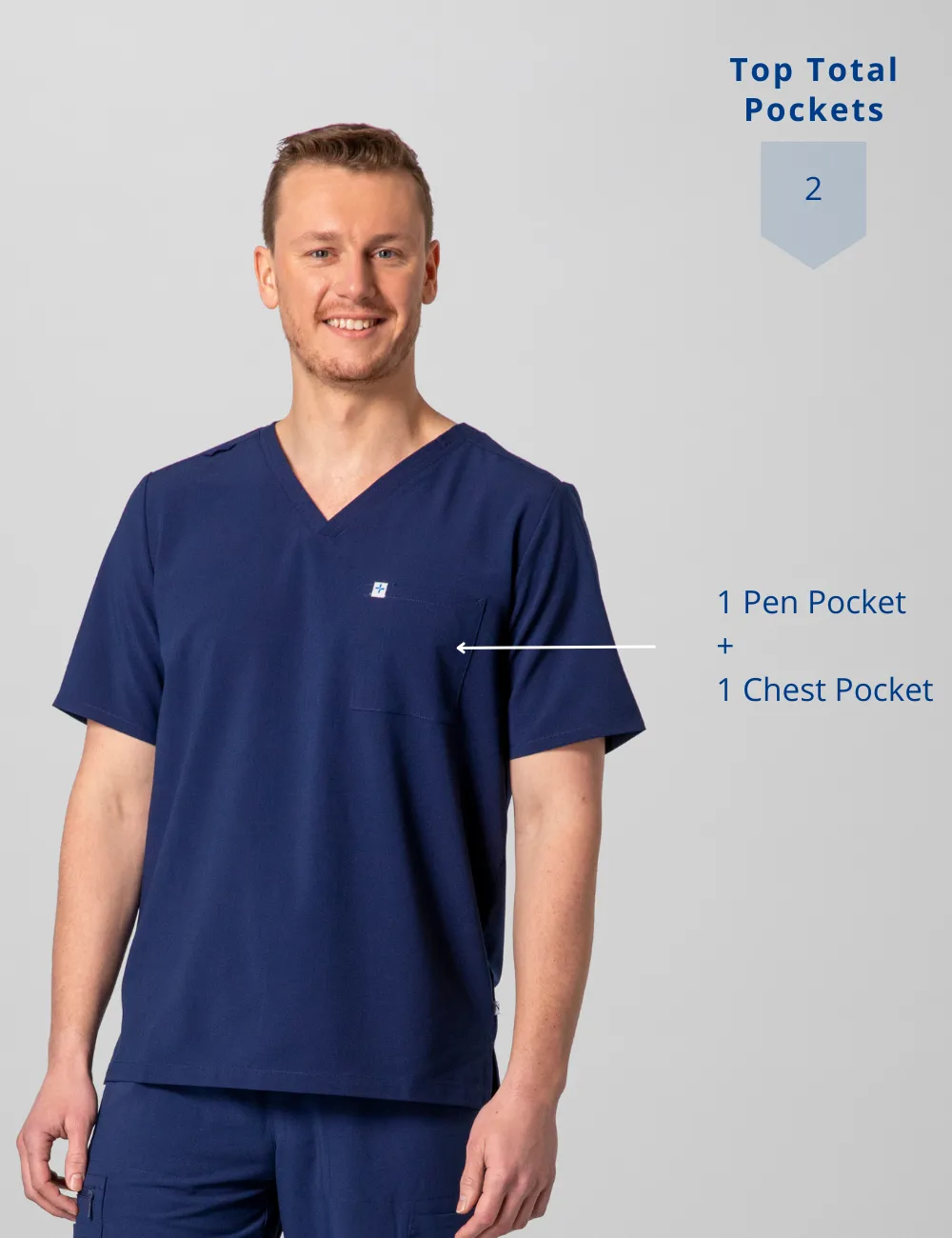 Mens 2-Pocket V-Neck Scrub Top