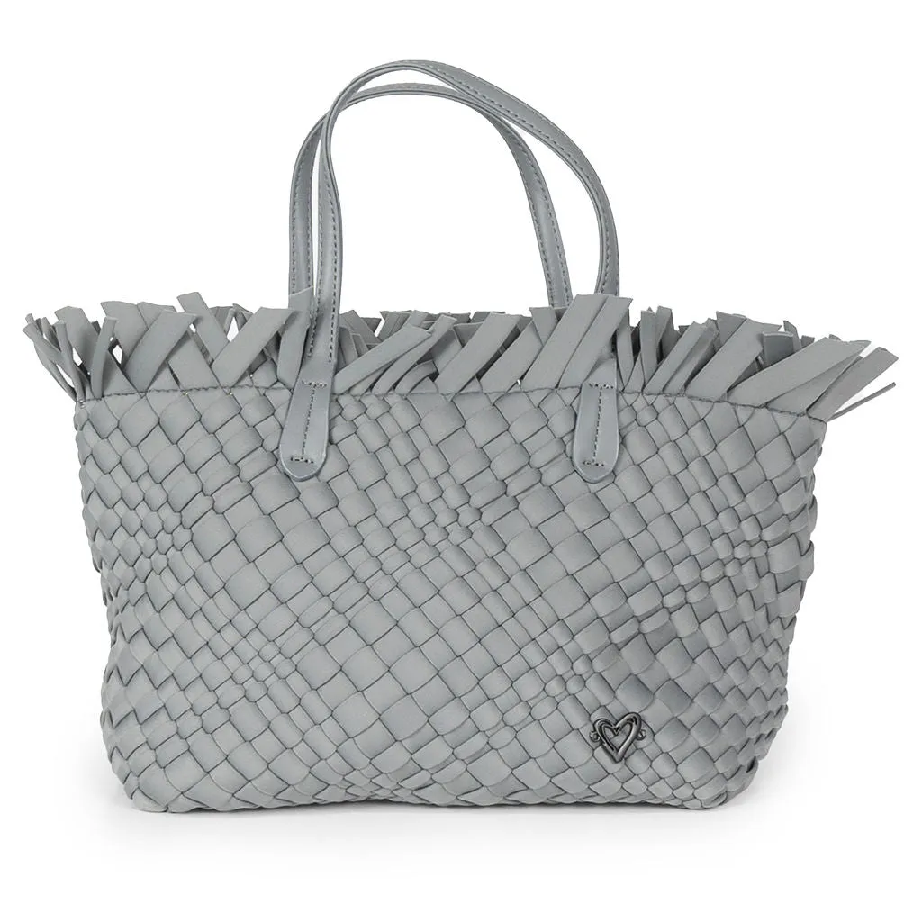 NEW: Taunton Small Woven Tote (Fringed Top) - Slate