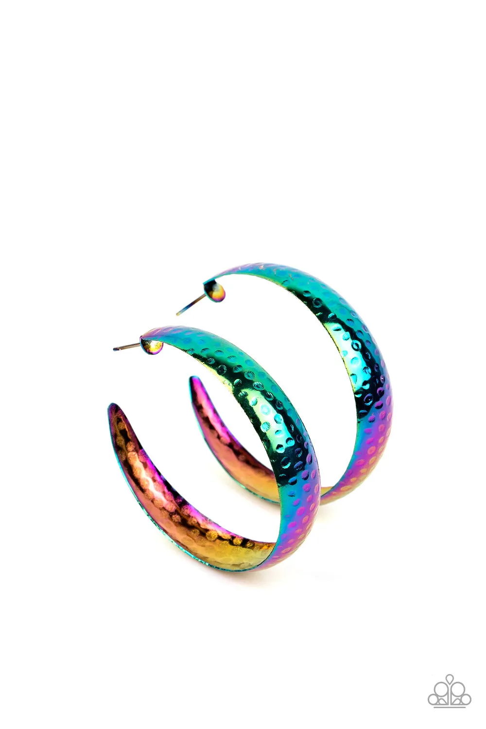 Paparazzi Futuristic Flavor Multi Oil Spill Hoop Earrings Life of the Party September 2022