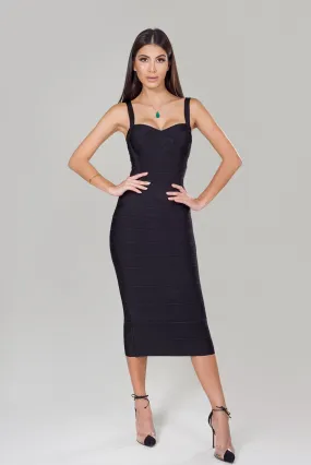 Vestido de Bandagem Midi Preto