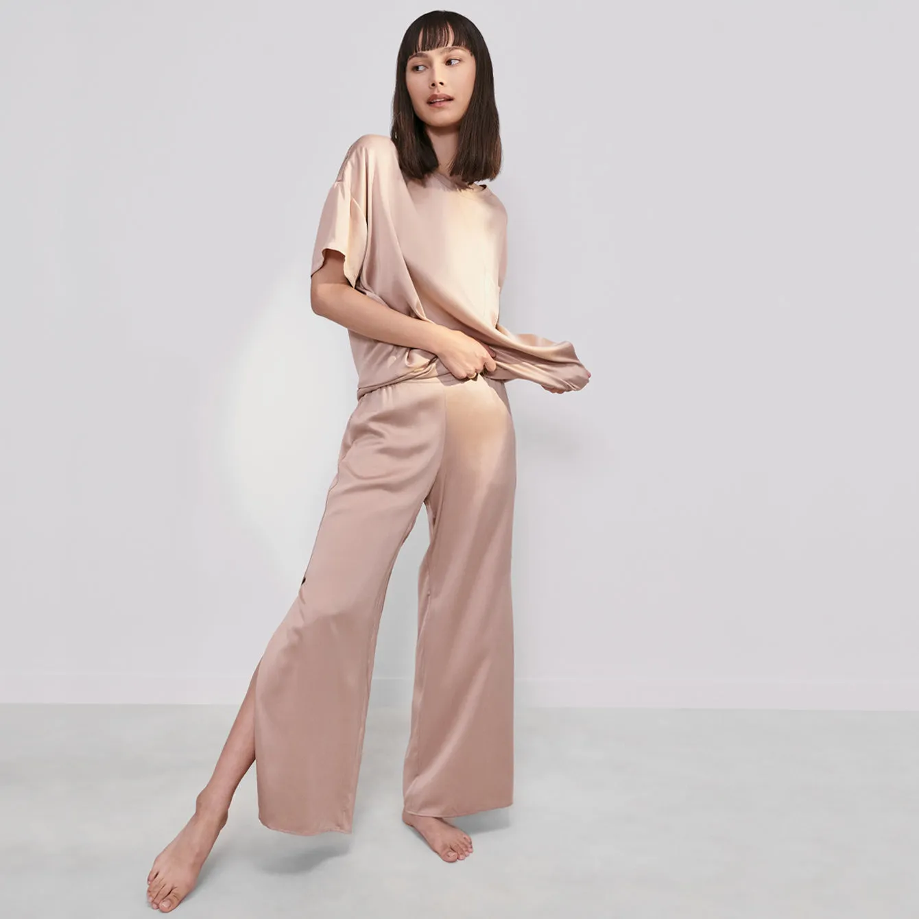 Washable Silk Tee Pant Set